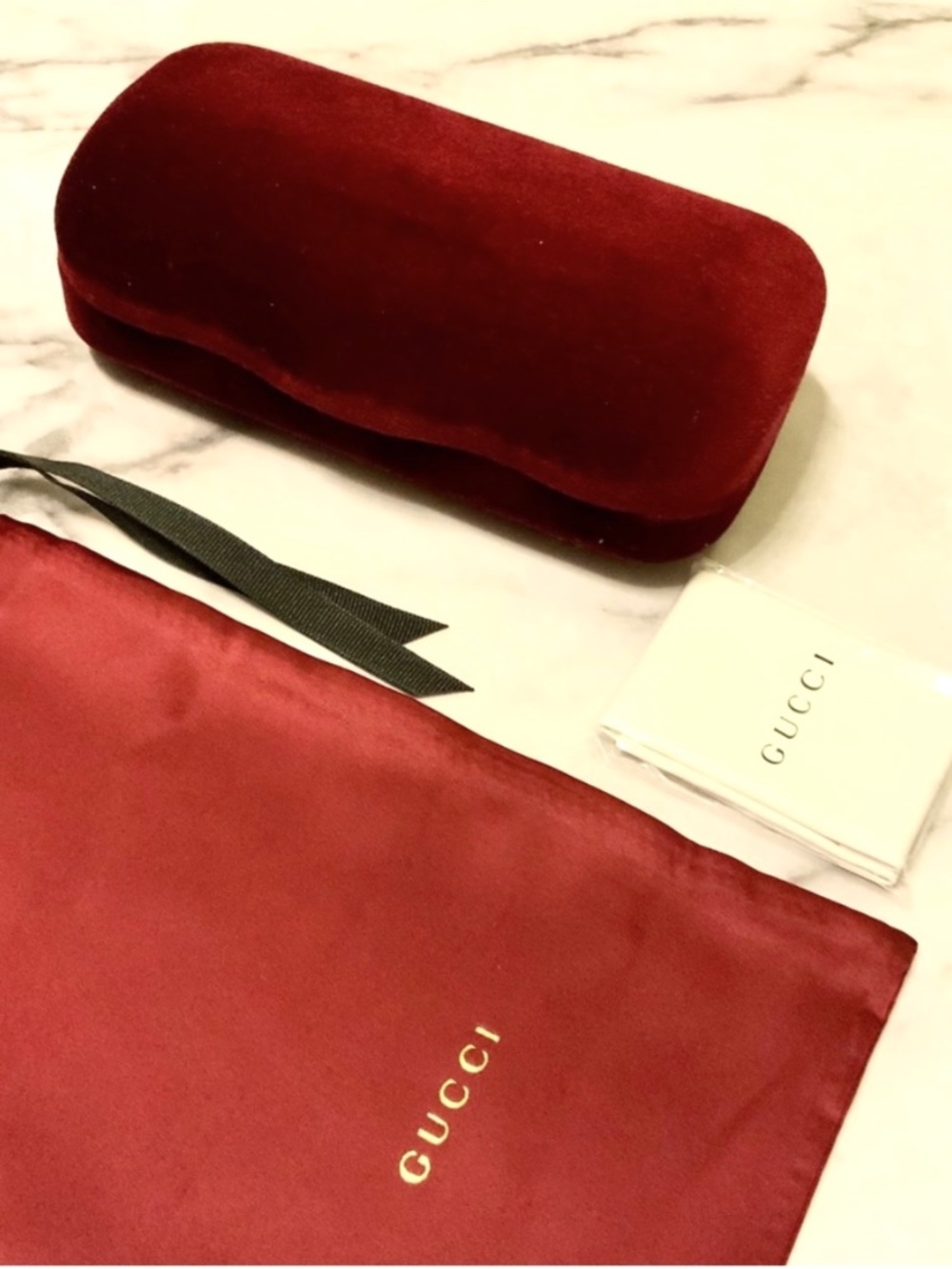 Gucci burgundy velvet sunglasses case